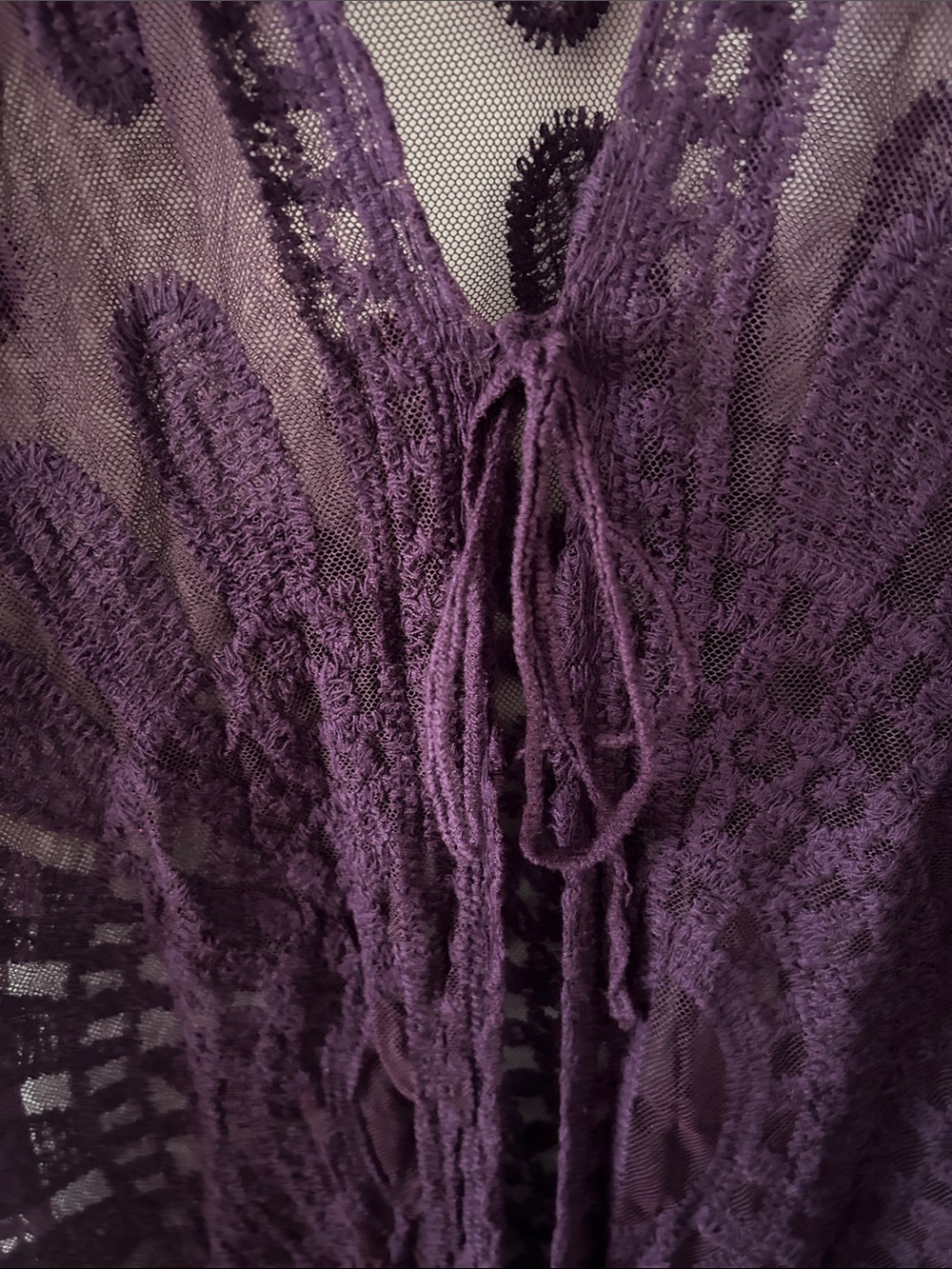 Amazon Sheer Crochet Kimono Robe — Purple - Picture 2 of 5